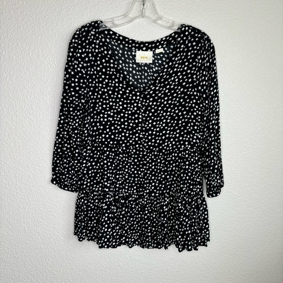 Anthropologie Maeve Lila Ruffle Tiered Flowy Button Down Tunic Shirt Medium - Picture 4 of 13